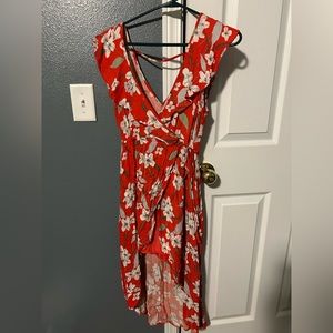 Red, Flower Patterned Dress